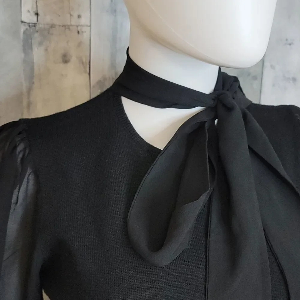 Nwot Generation Love Tie Neck Sheer Sleeve Blouse - Picture 2 of 10